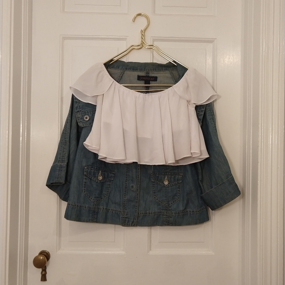 Aqua Whit Crop Top - S
